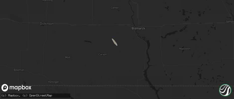 Hail map in Flasher, ND on June 15, 2026