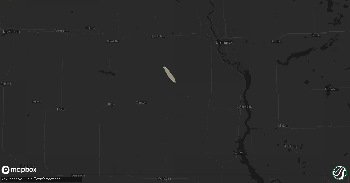 Hail map in Flasher, ND on June 15, 2026