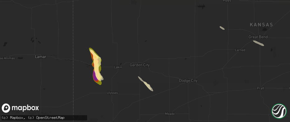 Hail map in Garden City, KS on June 15, 2026