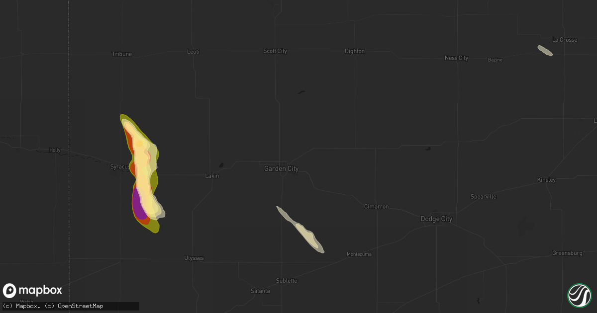 Hail map in Garden City, KS on June 15, 2026