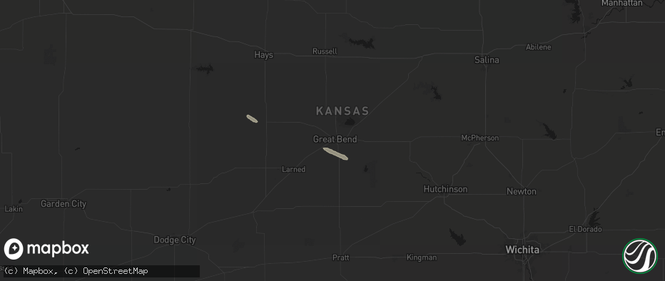 Hail map in Great Bend, KS on June 15, 2026