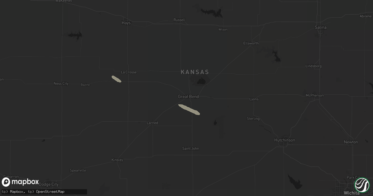 Hail map in Great Bend, KS on June 15, 2026