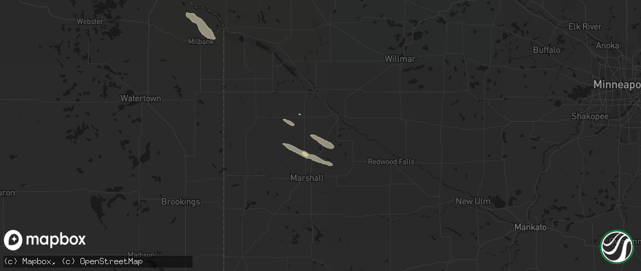 Hail map in Hanley Falls, MN on June 15, 2026