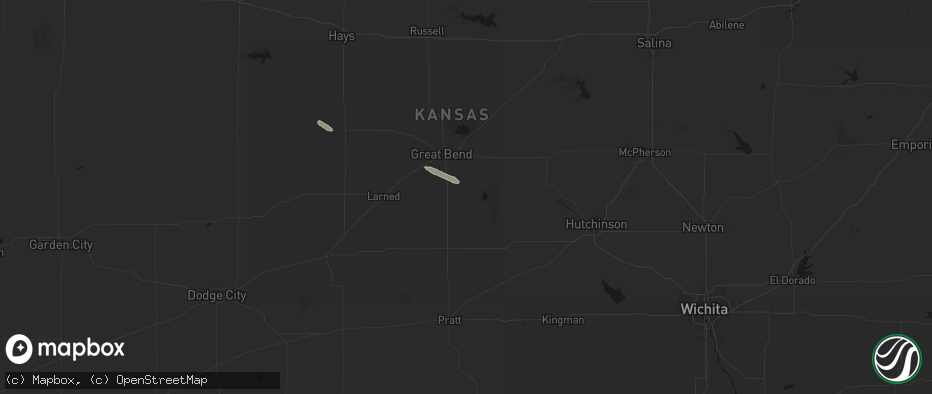 Hail map in Hudson, KS on June 15, 2026