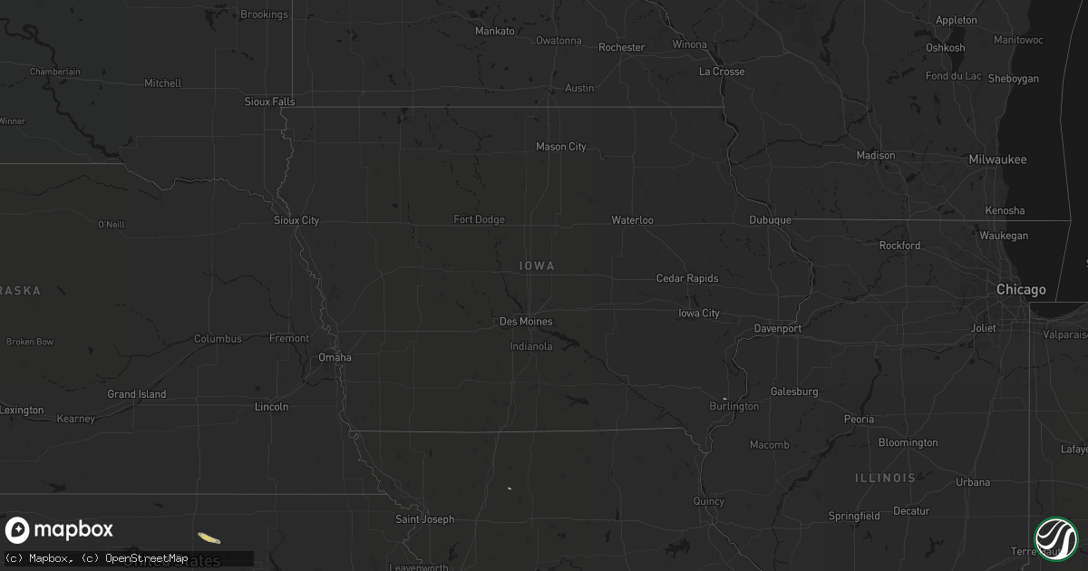 Hail map in Iowa on June 15, 2026