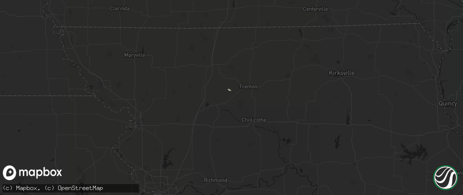 Hail map in Jamesport, MO on June 15, 2026
