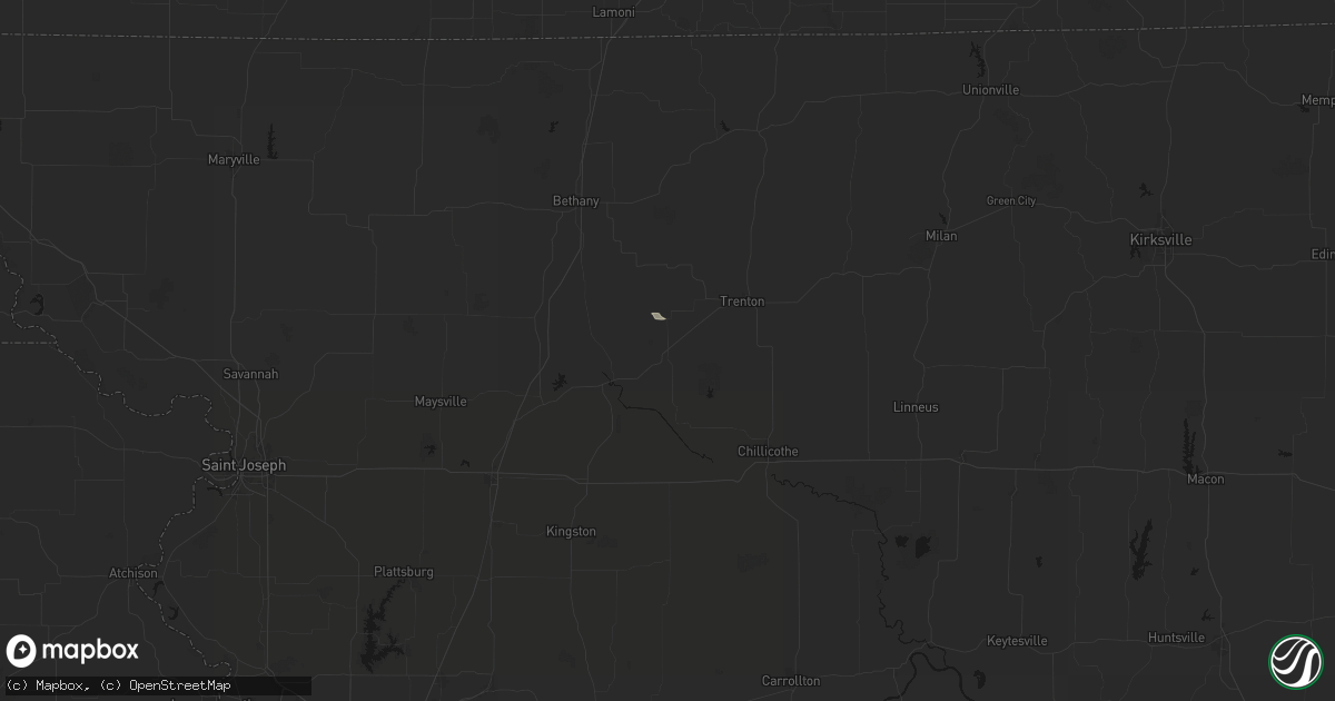 Hail map in Jamesport, MO on June 15, 2026