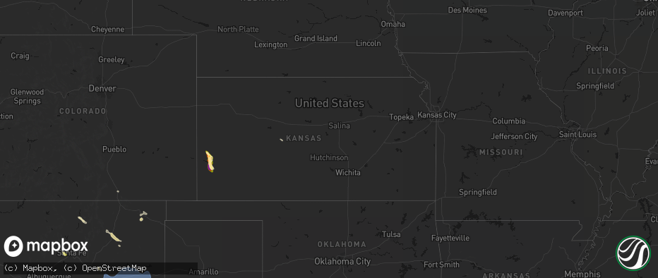 Hail map in Kansas on June 15, 2026