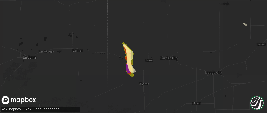 Hail map in Kendall, KS on June 15, 2026
