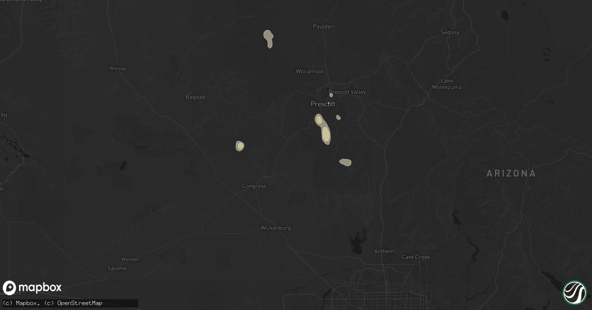 Hail map in Kirkland, AZ on June 15, 2026