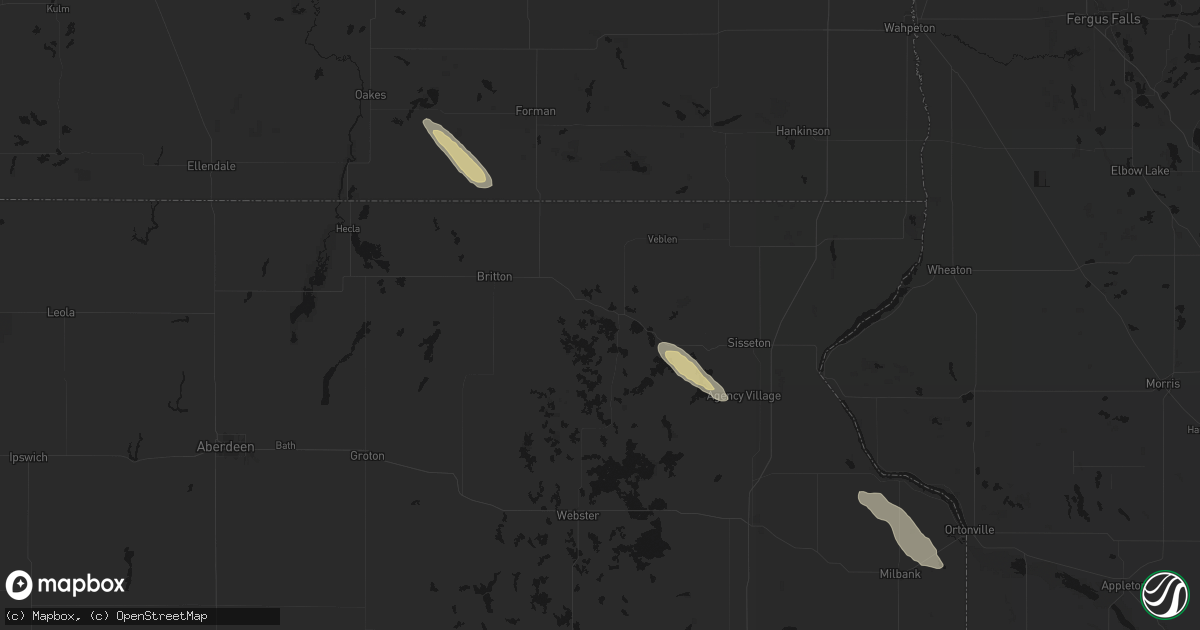 Hail map in Lake City, SD on June 15, 2026