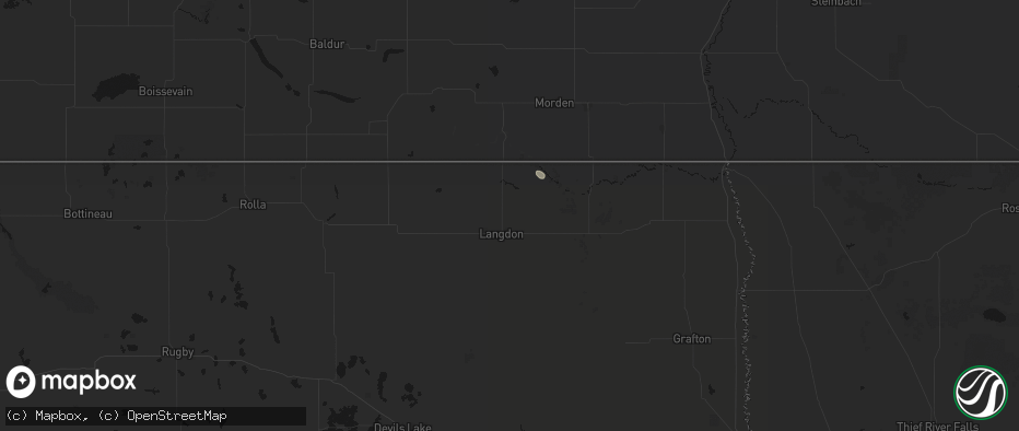 Hail map in Langdon, ND on June 15, 2026