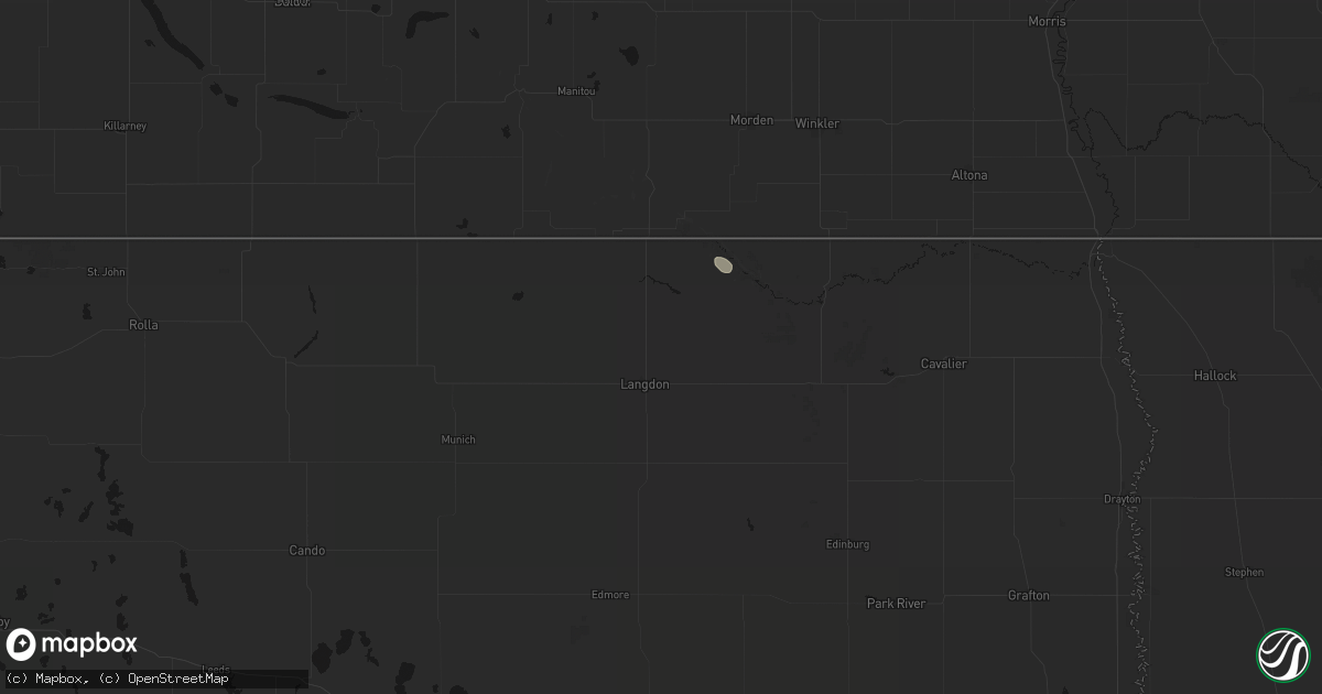 Hail map in Langdon, ND on June 15, 2026