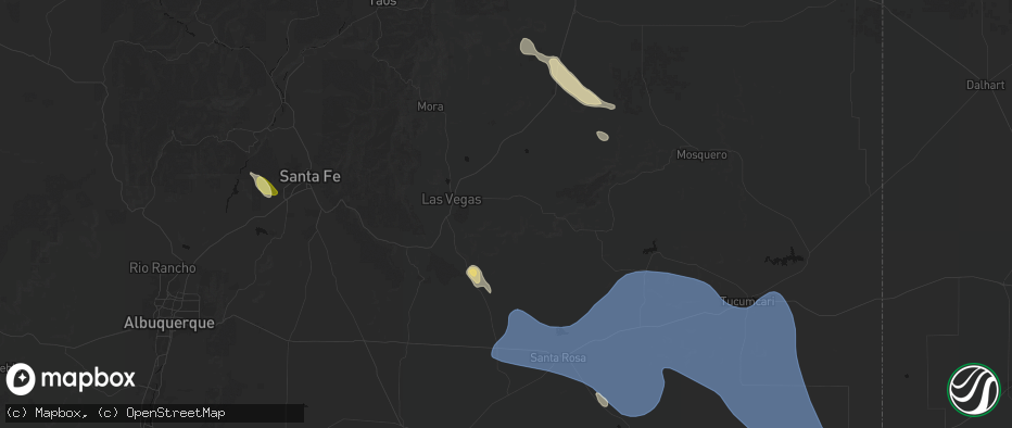 Hail map in Las Vegas, NM on June 15, 2026