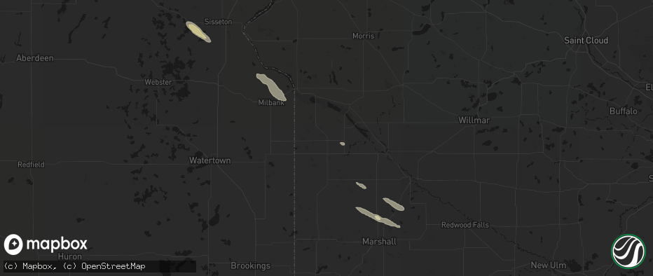 Hail map in Madison, MN on June 15, 2026