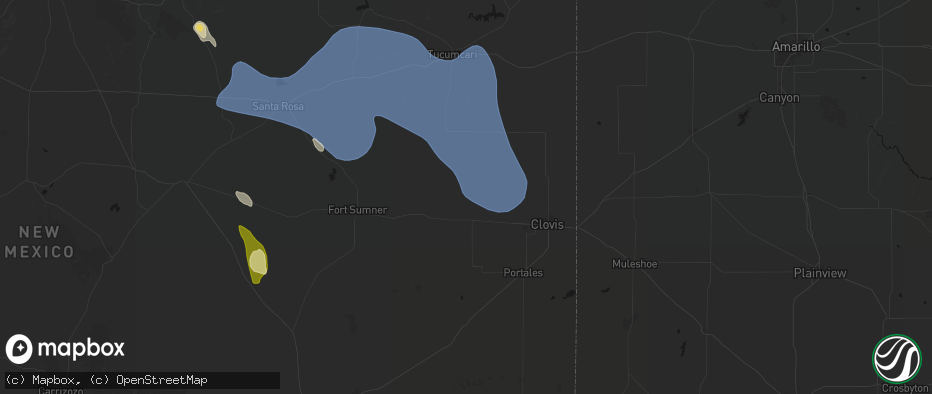 Hail map in Melrose, NM on June 15, 2026