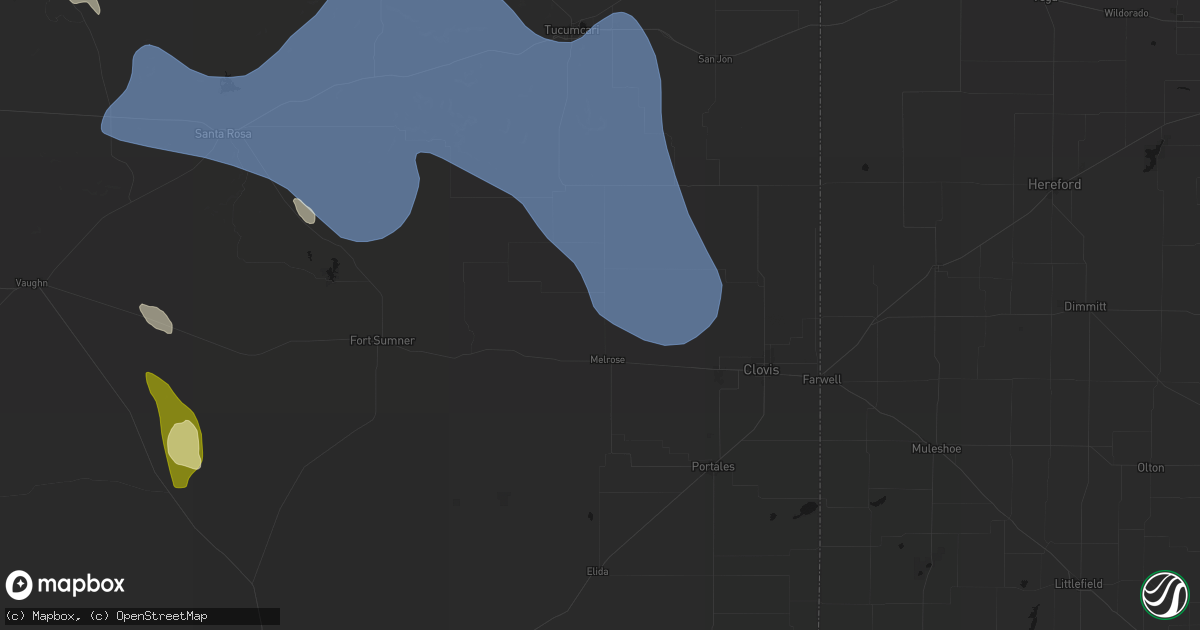 Hail map in Melrose, NM on June 15, 2026