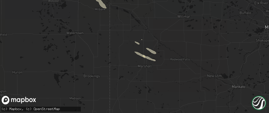 Hail map in Minneota, MN on June 15, 2026