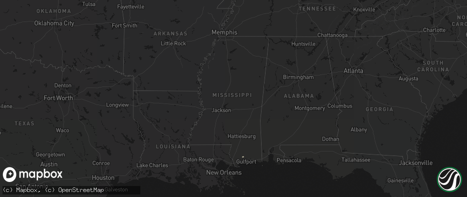 Hail map in Mississippi on June 15, 2026