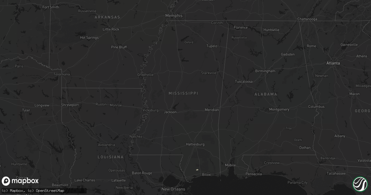 Hail map in Mississippi on June 15, 2026