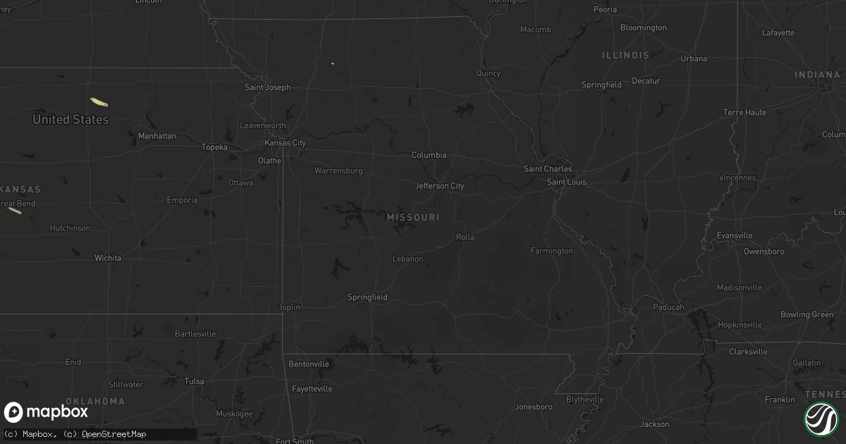 Hail map in Missouri on June 15, 2026