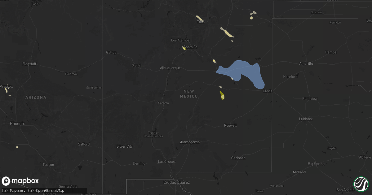 Hail map in New Mexico on June 15, 2026