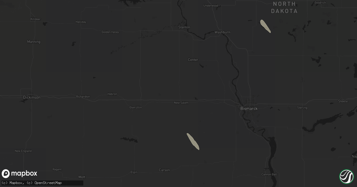 Hail map in New Salem, ND on June 15, 2026