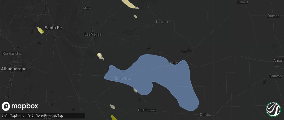 Hail map in Newkirk, NM on June 15, 2026