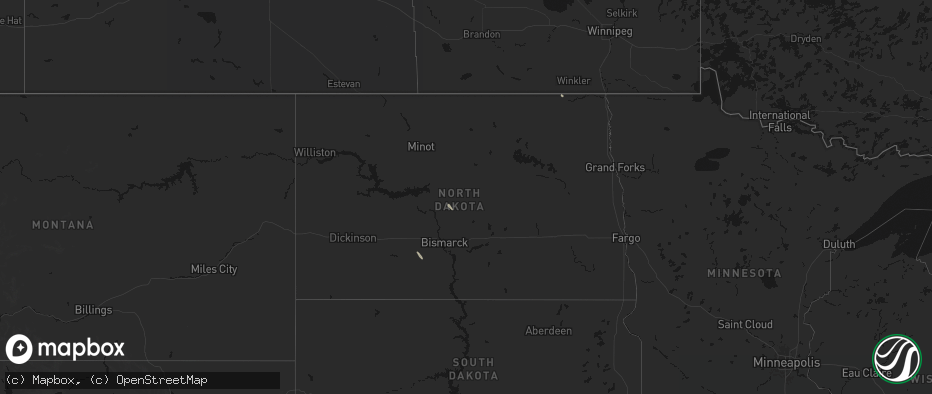 Hail map in North Dakota on June 15, 2026