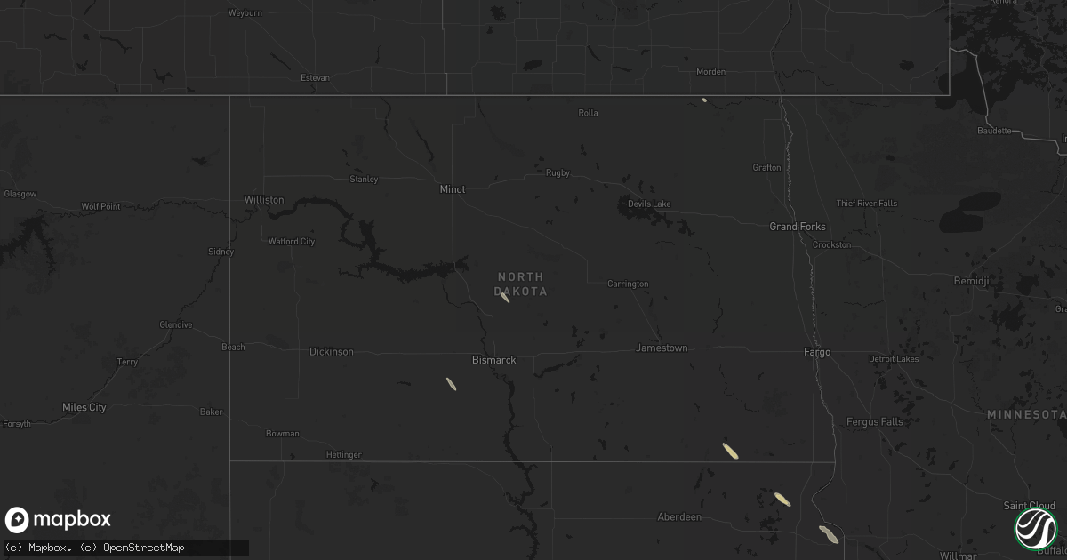 Hail map in North Dakota on June 15, 2026