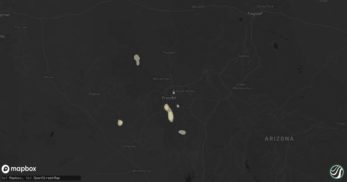 Hail map in Prescott, AZ on June 15, 2026