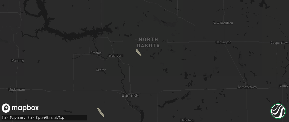 Hail map in Regan, ND on June 15, 2026