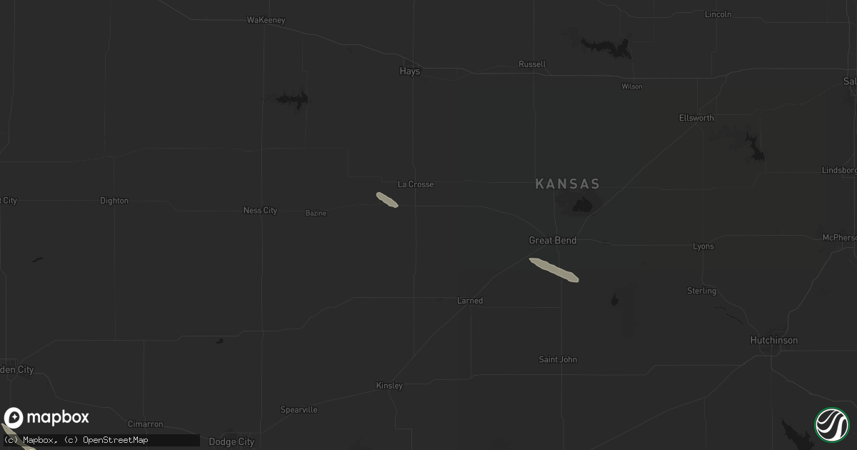 Hail map in Rush Center, KS on June 15, 2026