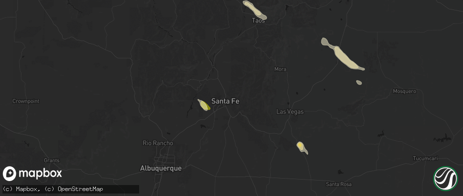 Hail map in Santa Fe, NM on June 15, 2026