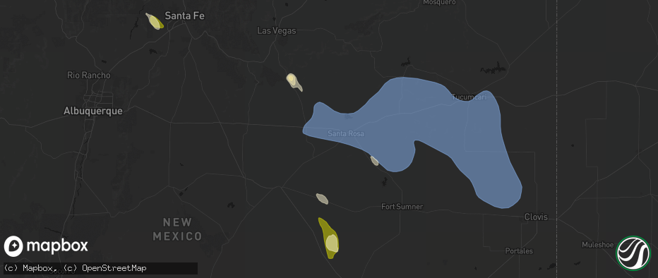 Hail map in Santa Rosa, NM on June 15, 2026
