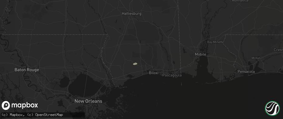 Hail map in Saucier, MS on June 15, 2026