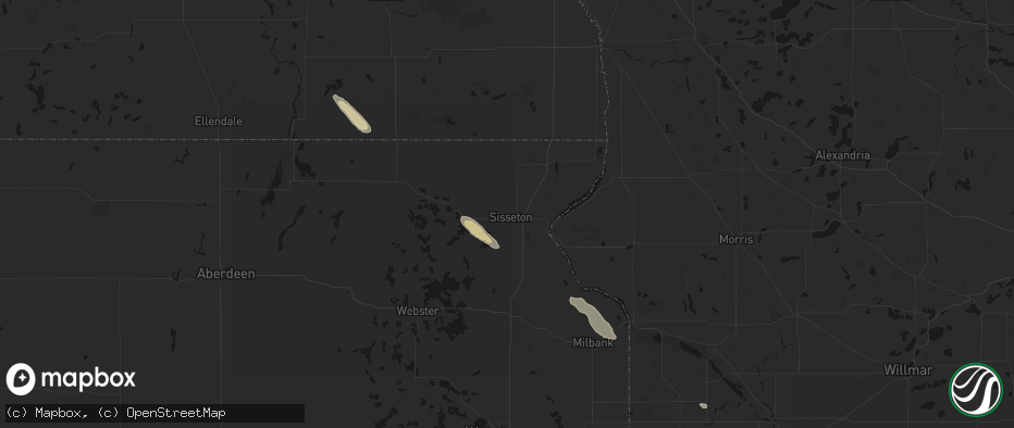 Hail map in Sisseton, SD on June 15, 2026