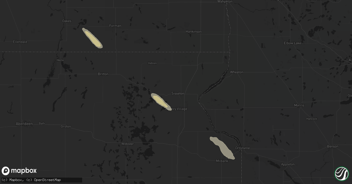 Hail map in Sisseton, SD on June 15, 2026