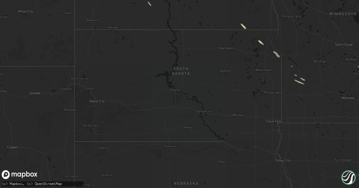 Hail map in South Dakota on June 15, 2026
