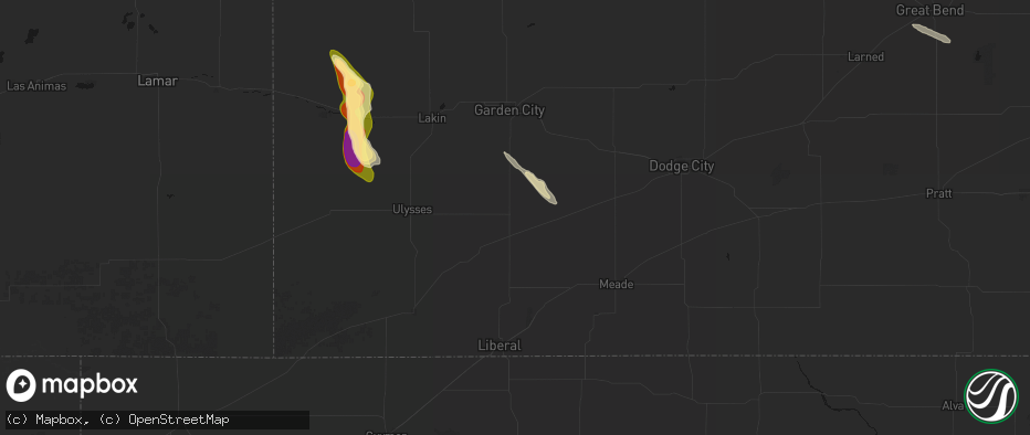 Hail map in Sublette, KS on June 15, 2026