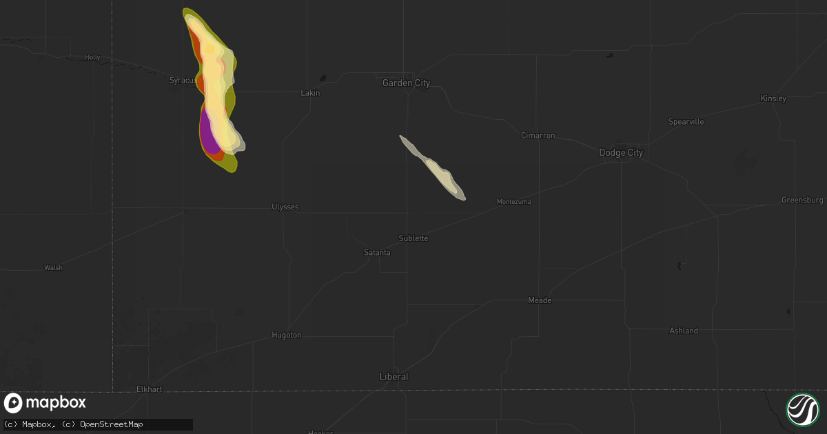 Hail map in Sublette, KS on June 15, 2026