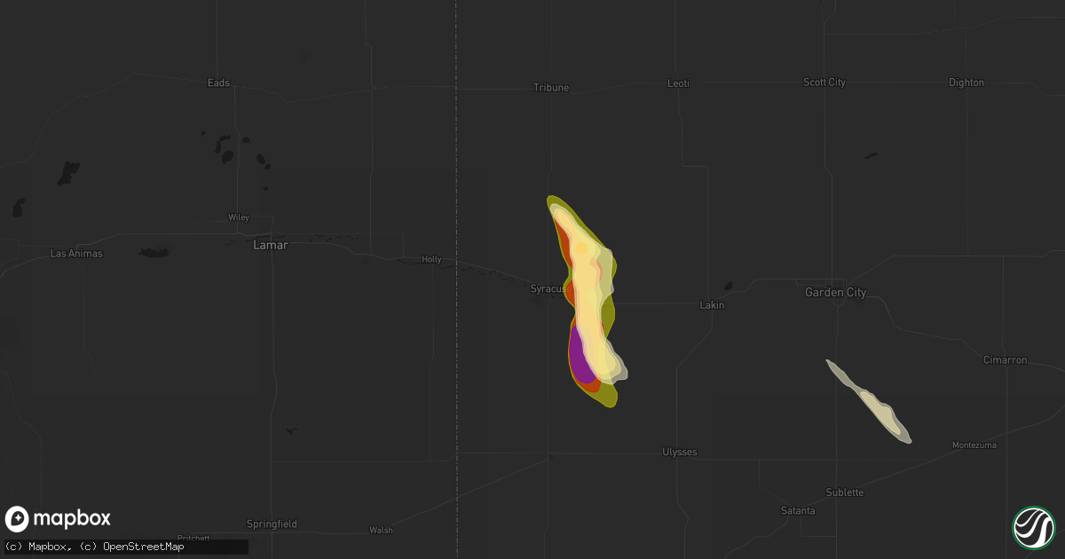 Hail map in Syracuse, KS on June 15, 2026