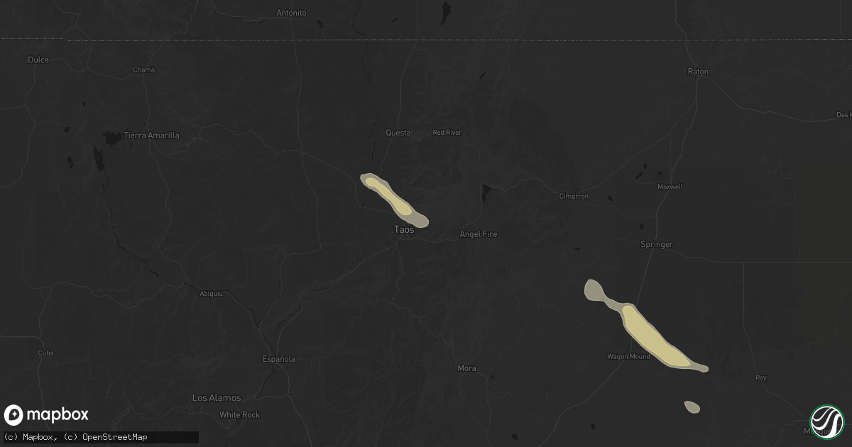 Hail map in Taos, NM on June 15, 2026