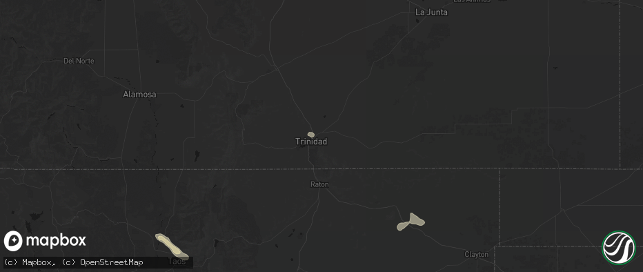 Hail map in Trinidad, CO on June 15, 2026