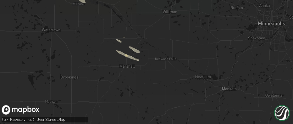 Hail map in Vesta, MN on June 15, 2026