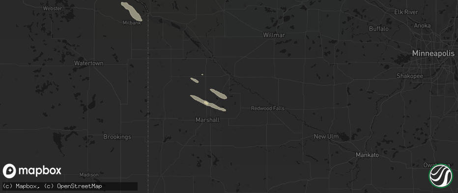 Hail map in Wood Lake, MN on June 15, 2026