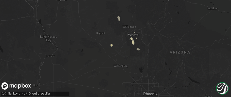 Hail map in Yarnell, AZ on June 15, 2026