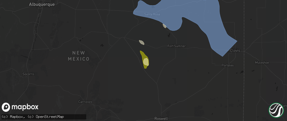 Hail map in Yeso, NM on June 15, 2026