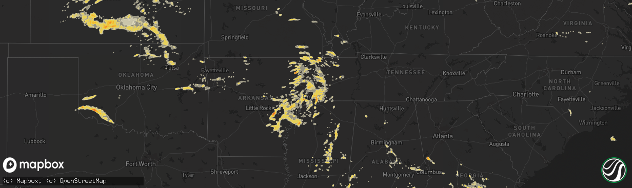 Hail map on June 16, 2011