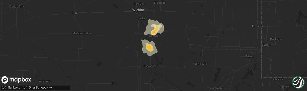 Hail map in Arkansas City, KS on June 16, 2013